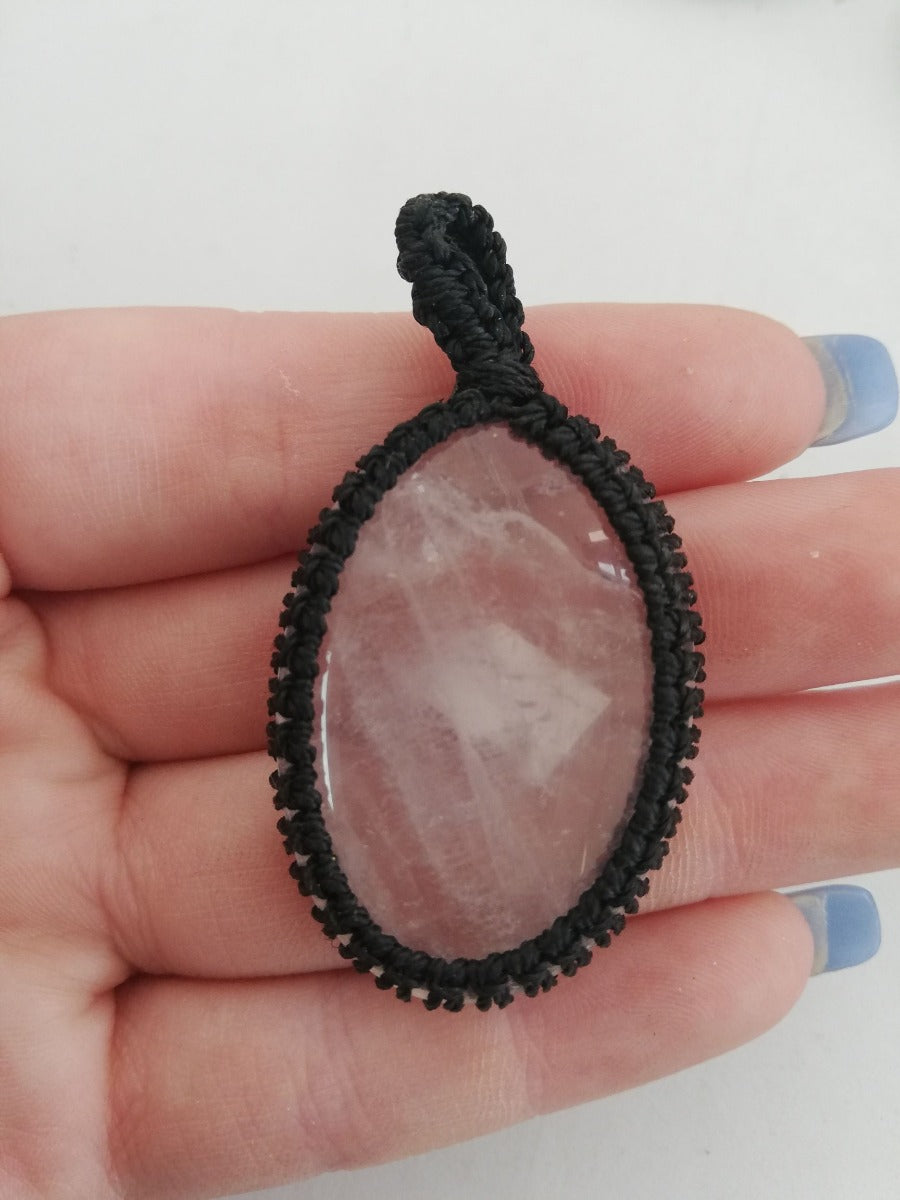 Macrame Pendant - Rose Quartz Macrame Pendant - Rose Quartz